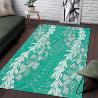 Puakenikeni and Maile Lei Area Rug Sage Green Double Strand Lei