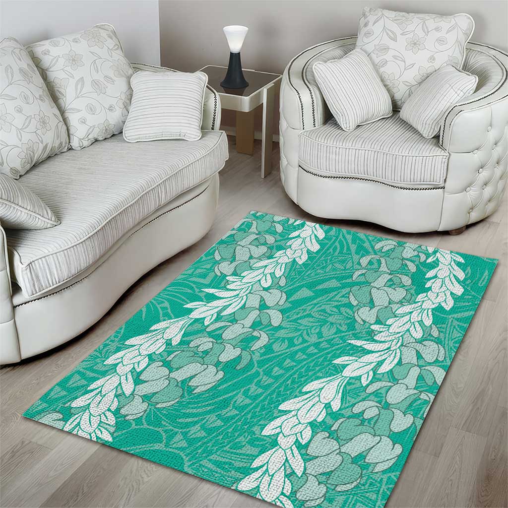 Puakenikeni and Maile Lei Area Rug Sage Green Double Strand Lei