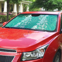 Puakenikeni and Maile Lei Auto Sun Shade Sage Green Double Strand Lei - Polynesian Pride