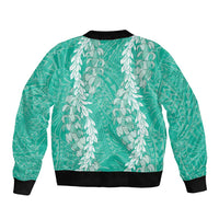Puakenikeni and Maile Lei Bomber Jacket Sage Green Double Strand Lei