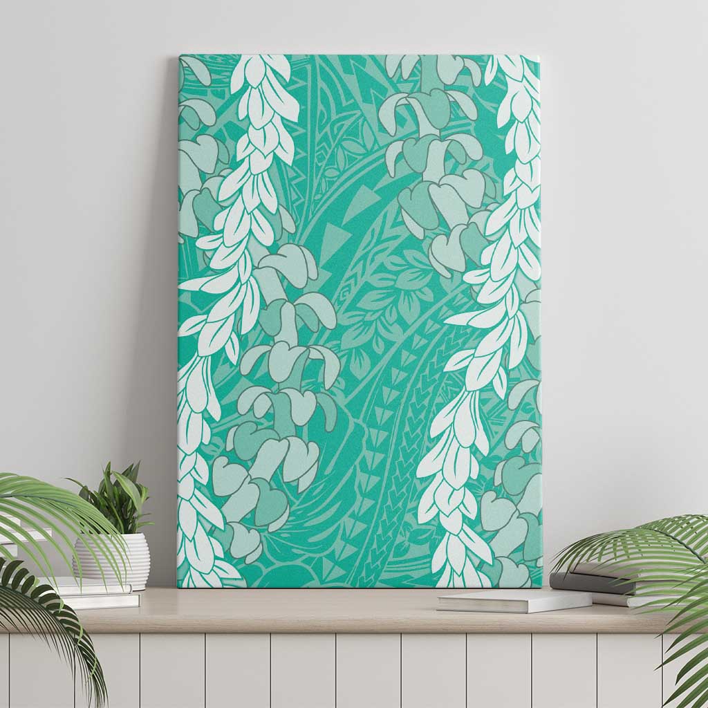 Puakenikeni and Maile Lei Canvas Wall Art Sage Green Double Strand Lei