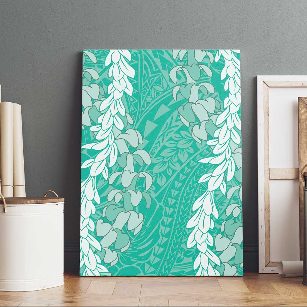 Puakenikeni and Maile Lei Canvas Wall Art Sage Green Double Strand Lei