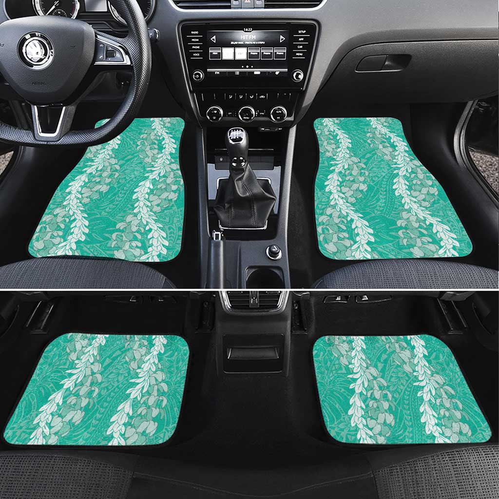 Puakenikeni and Maile Lei Car Mats Sage Green Double Strand Lei