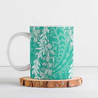 Puakenikeni and Maile Lei Ceramic Mug Sage Green Double Strand Lei LT9 Sage Green - Polynesian Pride