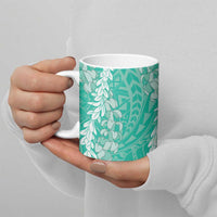 Puakenikeni and Maile Lei Ceramic Mug Sage Green Double Strand Lei LT9 - Polynesian Pride