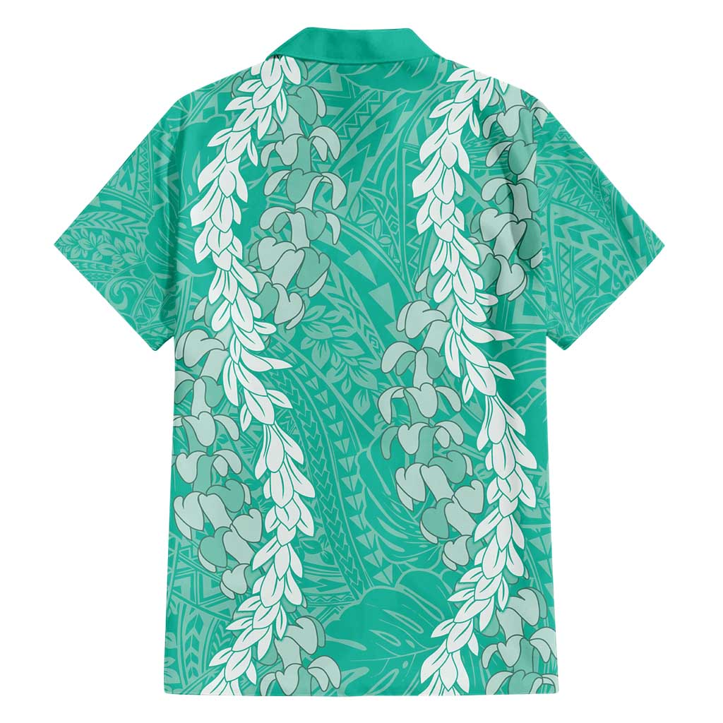 Puakenikeni and Maile Lei Hawaiian Shirt Sage Green Double Strand Lei