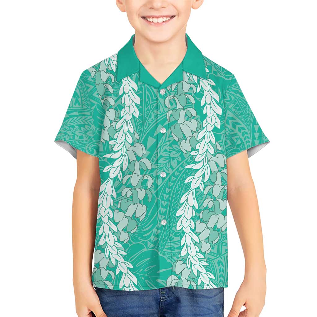 Puakenikeni and Maile Lei Hawaiian Shirt Sage Green Double Strand Lei