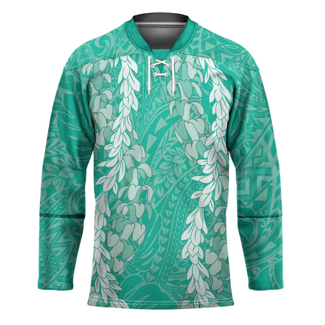 Puakenikeni and Maile Lei Hockey Jersey Sage Green Double Strand Lei - Polynesian Pride