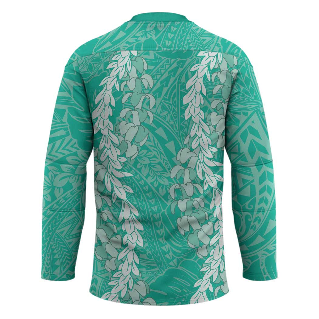 Puakenikeni and Maile Lei Hockey Jersey Sage Green Double Strand Lei - Polynesian Pride