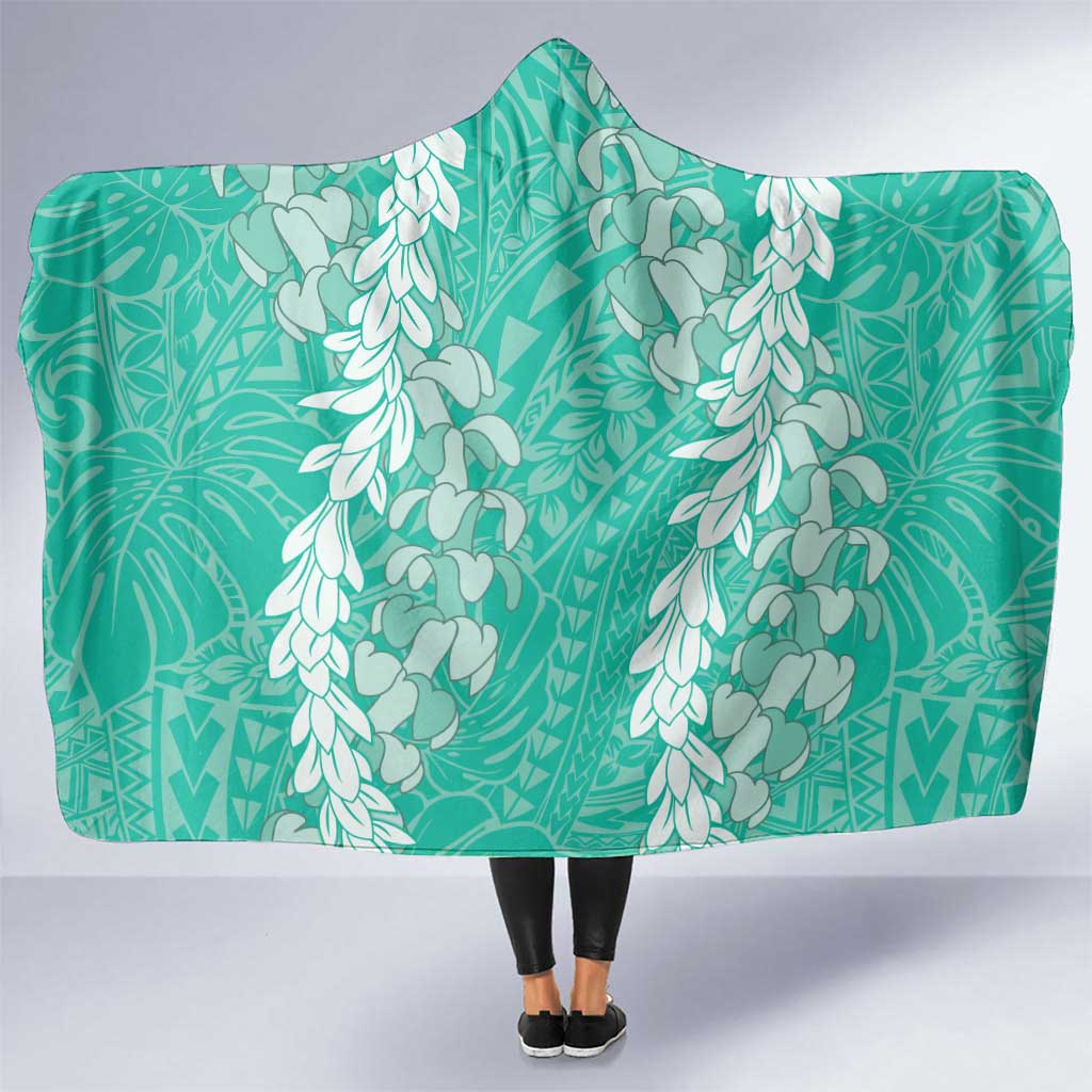 Puakenikeni and Maile Lei Hooded Blanket Sage Green Double Strand Lei LT9 One Size Sage Green - Polynesian Pride