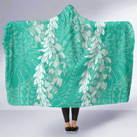 Puakenikeni and Maile Lei Hooded Blanket Sage Green Double Strand Lei LT9 One Size Sage Green - Polynesian Pride