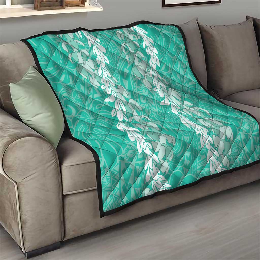 Puakenikeni and Maile Lei Quilt Sage Green Double Strand Lei