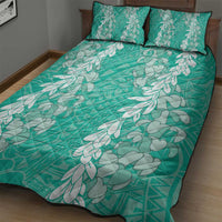 Puakenikeni and Maile Lei Quilt Bed Set Sage Green Double Strand Lei