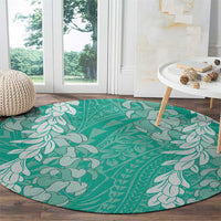 Puakenikeni and Maile Lei Round Carpet Sage Green Double Strand Lei