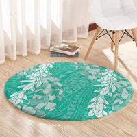 Puakenikeni and Maile Lei Round Carpet Sage Green Double Strand Lei