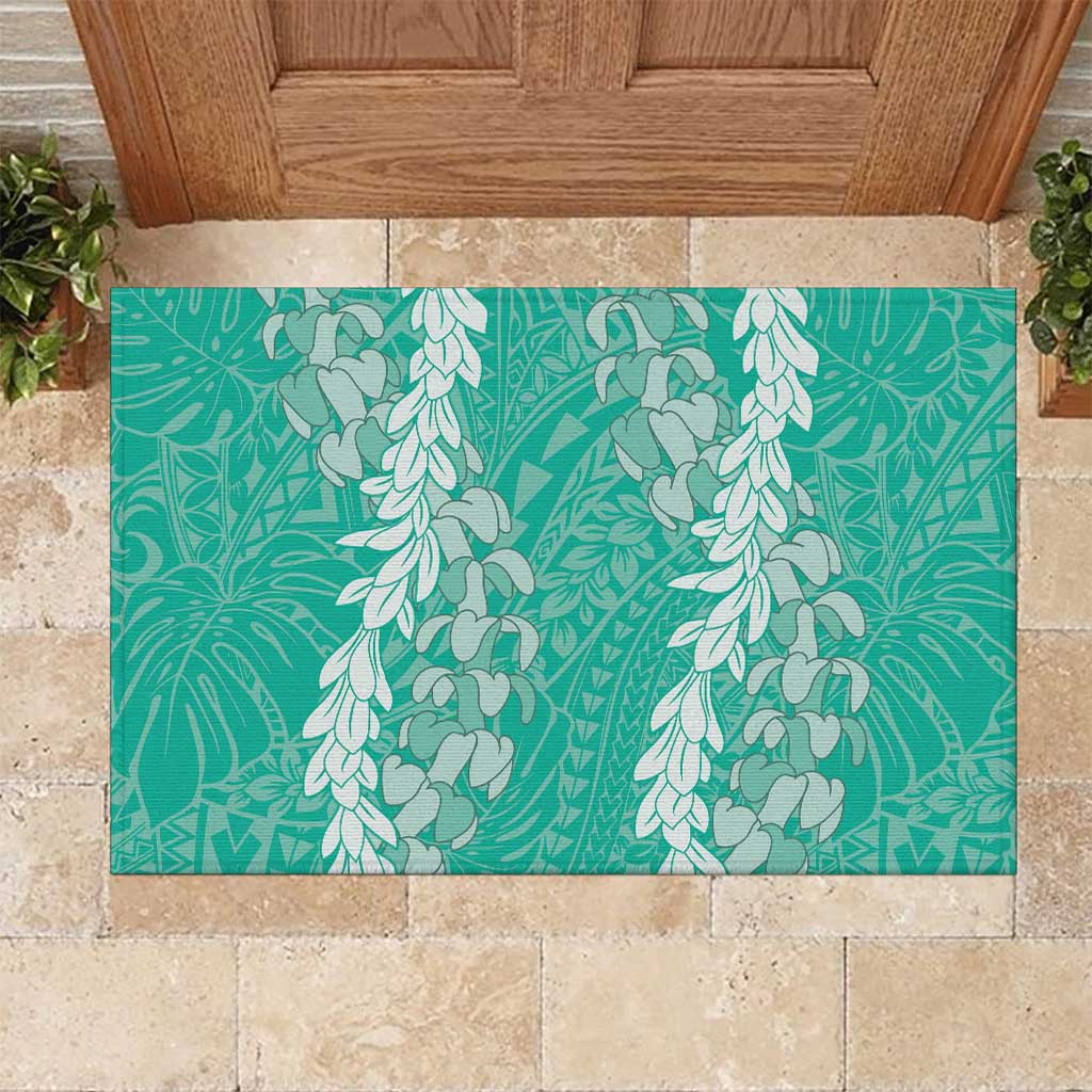 Puakenikeni and Maile Lei Rubber Doormat Sage Green Double Strand Lei LT9 Sage Green - Polynesian Pride