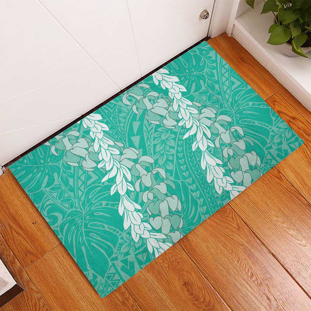 Puakenikeni and Maile Lei Rubber Doormat Sage Green Double Strand Lei LT9 - Polynesian Pride