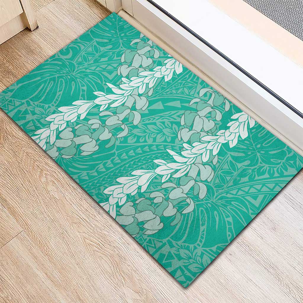 Puakenikeni and Maile Lei Rubber Doormat Sage Green Double Strand Lei LT9 - Polynesian Pride