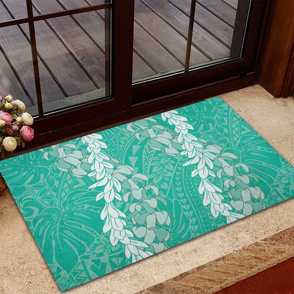 Puakenikeni and Maile Lei Rubber Doormat Sage Green Double Strand Lei LT9 - Polynesian Pride