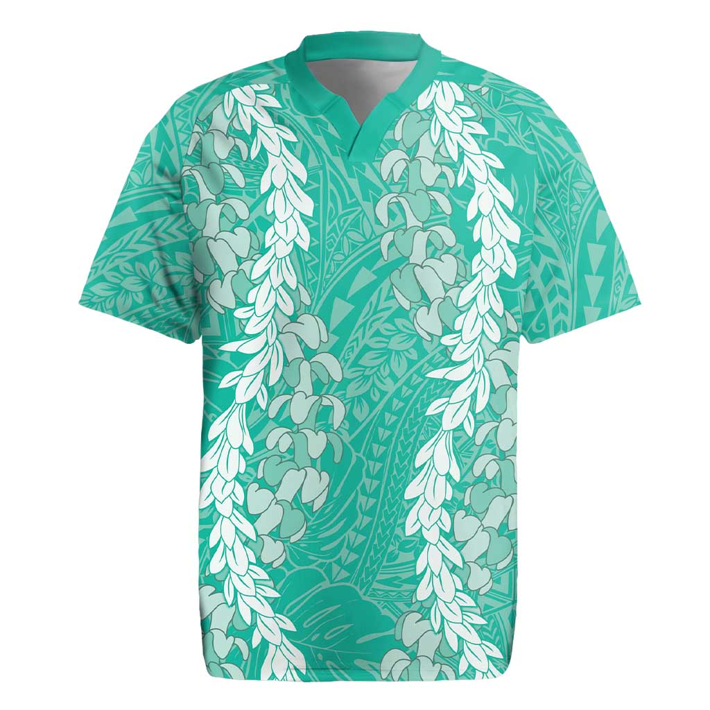Puakenikeni and Maile Lei Rugby Jersey Sage Green Double Strand Lei