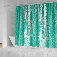Puakenikeni and Maile Lei Shower Curtain Sage Green Double Strand Lei