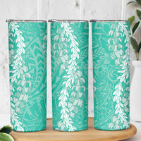 Puakenikeni and Maile Lei Skinny Tumbler Sage Green Double Strand Lei