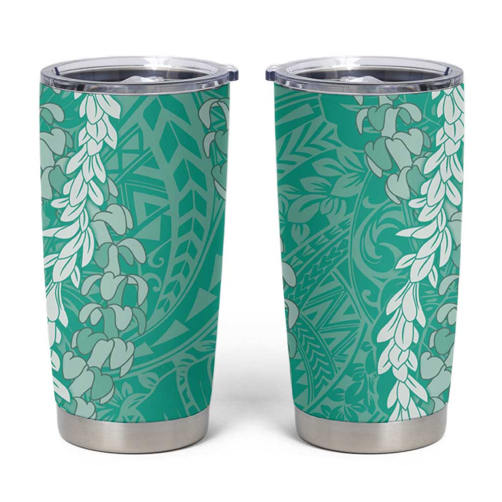 Puakenikeni and Maile Lei Tumbler Cup Sage Green Double Strand Lei