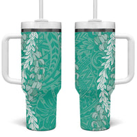 Puakenikeni and Maile Lei Tumbler With Handle Sage Green Double Strand Lei