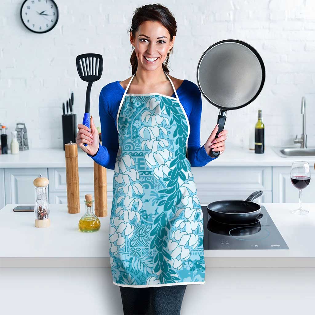 Blue Puakenikeni and Maile Lei Apron Hawaiian Style Tribal Tapa Double Strand Lei - Polynesian Pride