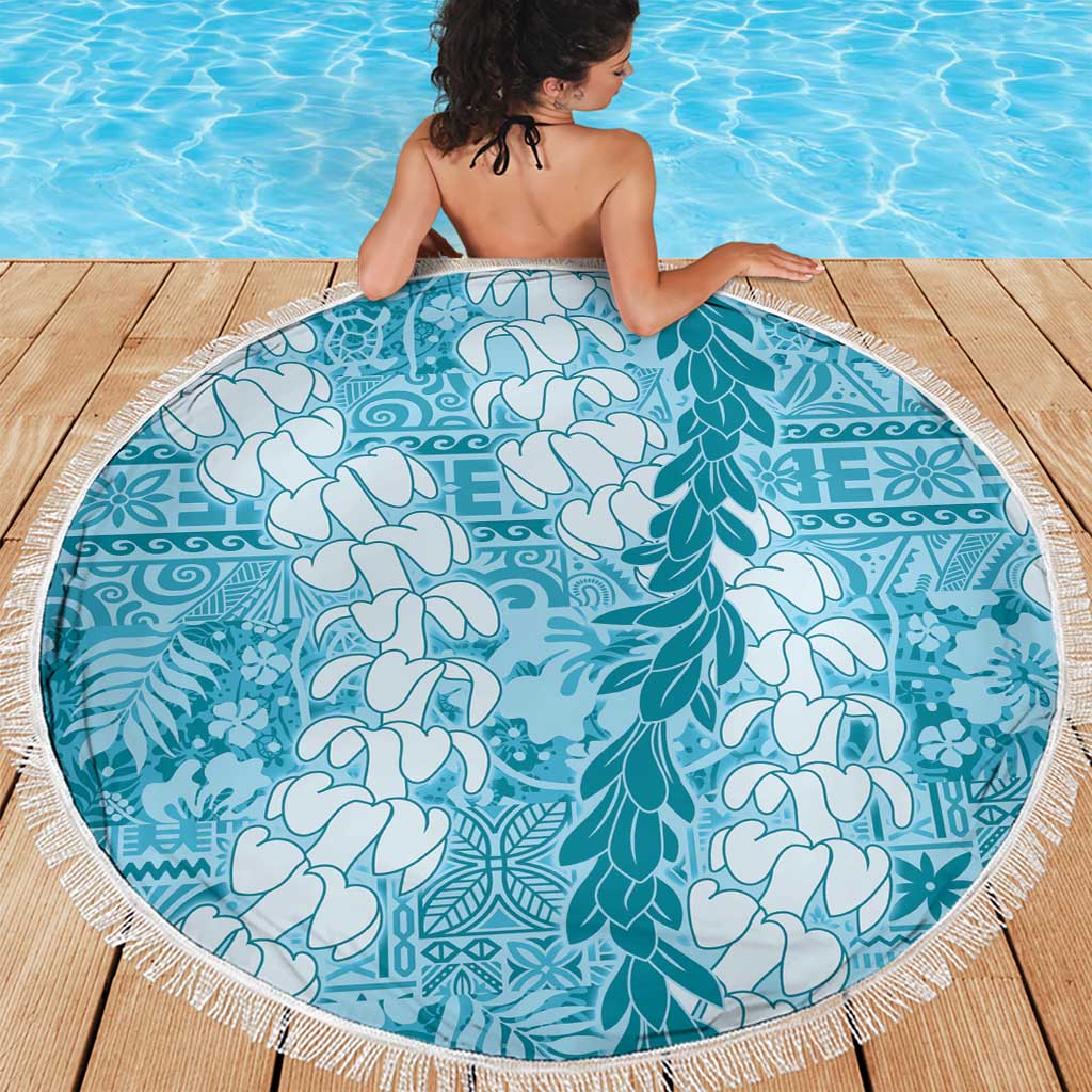 Blue Puakenikeni and Maile Lei Beach Blanket Hawaiian Style Tribal Tapa Double Strand Lei
