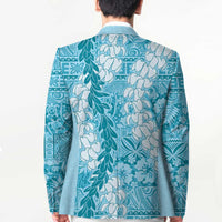 Blue Puakenikeni and Maile Lei Blazer Hawaiian Style Tribal Tapa Double Strand Lei - Polynesian Pride