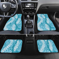 Blue Puakenikeni and Maile Lei Car Mats Hawaiian Style Tribal Tapa Double Strand Lei