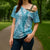 Blue Puakenikeni and Maile Lei Cross Shoulder Shirt Hawaiian Style Tribal Tapa Double Strand Lei - Polynesian Pride