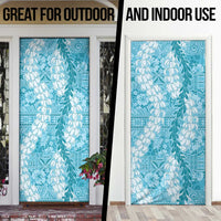 Blue Puakenikeni and Maile Lei Door Cover Hawaiian Style Tribal Tapa Double Strand Lei - Polynesian Pride