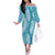 Blue Puakenikeni and Maile Lei Family Matching Off The Shoulder Long Sleeve Dress and Hawaiian Shirt Hawaiian Style Tribal Tapa Double Strand Lei