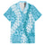 Blue Puakenikeni and Maile Lei Family Matching Off Shoulder Maxi Dress and Hawaiian Shirt Hawaiian Style Tribal Tapa Double Strand Lei