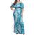 Blue Puakenikeni and Maile Lei Family Matching Off Shoulder Maxi Dress and Hawaiian Shirt Hawaiian Style Tribal Tapa Double Strand Lei