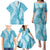 Blue Puakenikeni and Maile Lei Family Matching Puletasi and Hawaiian Shirt Hawaiian Style Tribal Tapa Double Strand Lei