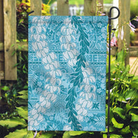 Blue Puakenikeni and Maile Lei Garden Flag Hawaiian Style Tribal Tapa Double Strand Lei