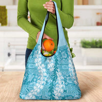 Blue Puakenikeni and Maile Lei Grocery Bag Hawaiian Style Tribal Tapa Double Strand Lei