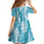 Blue Puakenikeni and Maile Lei Kid Short Sleeve Dress Hawaiian Style Tribal Tapa Double Strand Lei