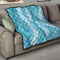 Blue Puakenikeni and Maile Lei Quilt Hawaiian Style Tribal Tapa Double Strand Lei