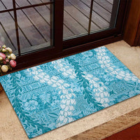 Blue Puakenikeni and Maile Lei Rubber Doormat Hawaiian Style Tribal Tapa Double Strand Lei