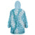 Blue Puakenikeni and Maile Lei Wearable Blanket Hoodie Hawaiian Style Tribal Tapa Double Strand Lei