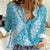 Blue Puakenikeni and Maile Lei Women Casual Shirt Hawaiian Style Tribal Tapa Double Strand Lei