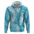 Blue Puakenikeni and Maile Lei Zip Hoodie Hawaiian Style Tribal Tapa Double Strand Lei