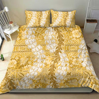 Gold Puakenikeni and Maile Lei Bedding Set Hawaiian Style Tribal Tapa Double Strand Lei