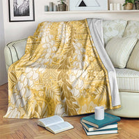 Gold Puakenikeni and Maile Lei Blanket Hawaiian Style Tribal Tapa Double Strand Lei