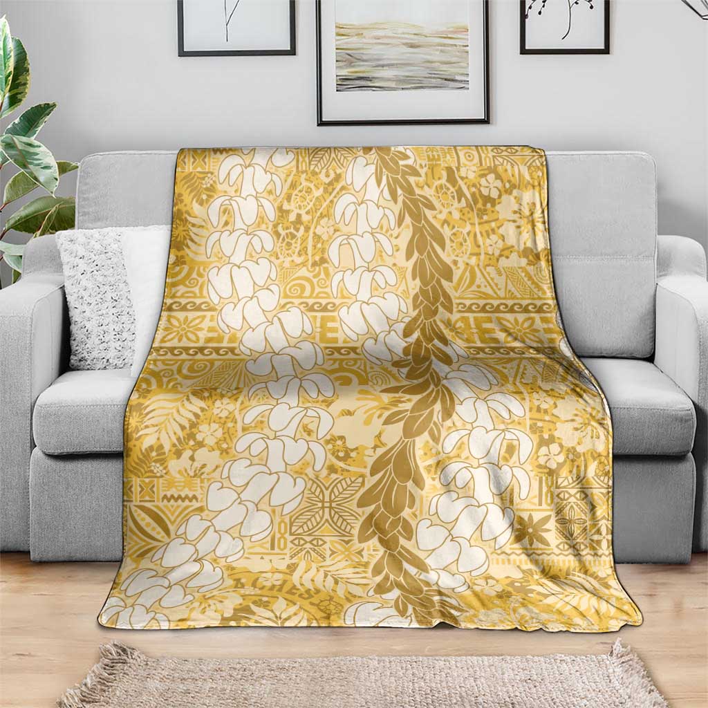 Gold Puakenikeni and Maile Lei Blanket Hawaiian Style Tribal Tapa Double Strand Lei