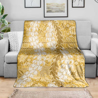 Gold Puakenikeni and Maile Lei Blanket Hawaiian Style Tribal Tapa Double Strand Lei